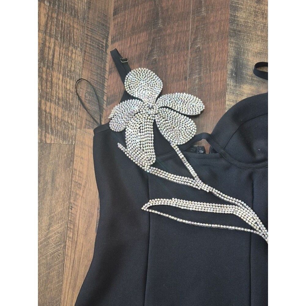 Akira Women's Black and Silver Dress - Picture 3 of 11